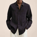 Long Sleeve Lapel Shirt Men's Loose Button Cardigan Sshirt Top Mens Clothing - Luxovo.cc