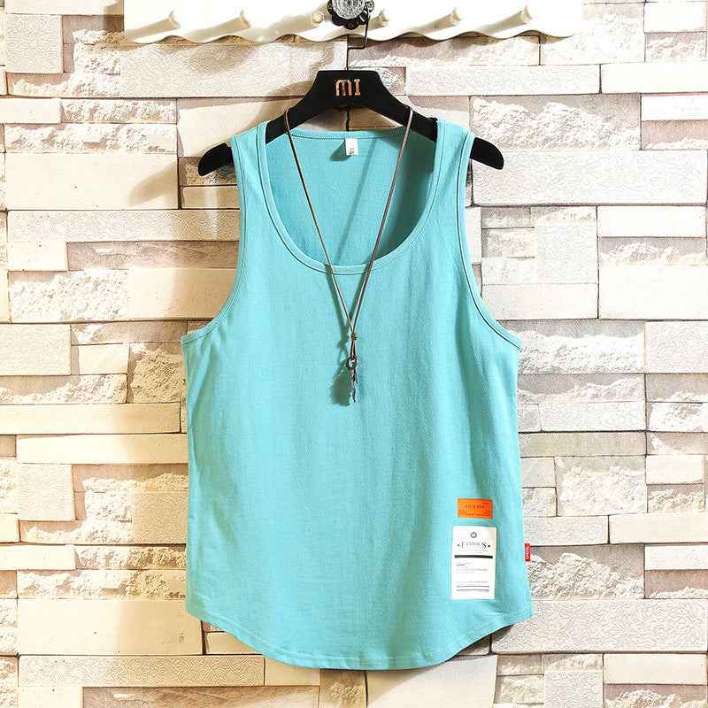 Mens Solid Color Cotton Breathable Loose Casual Tank Tops - Luxovo.cc
