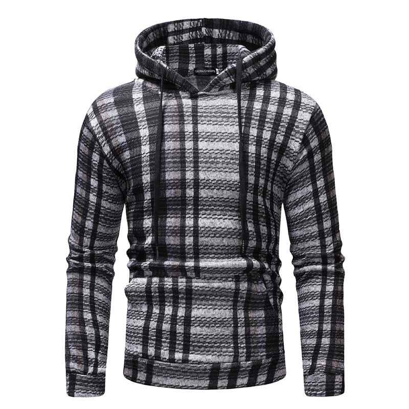 Hooded Men Striped Sweater Slim Fit - Luxovo.cc