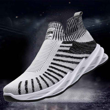 Sock Mesh Shoes Men Stripe Sneakers Lightweight Breathable Flat Shoes - Luxovo.cc
