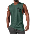 Coconut Tree Embroidery Vest Summer Beach Tank Tops Workout Muscle Men Sports Fitness T-shirt - Luxovo.cc