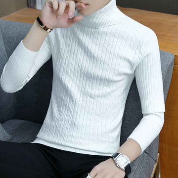 Slim-fit Sweater Men High Neck Bottoming T-shirt Sweater Men - Luxovo.cc