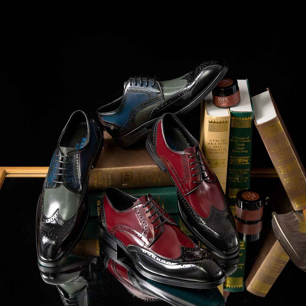 Business Formal Wear Leather Shoes Men British Square Toe Men's Shoes Cowhide Color Matching - Luxovo.cc