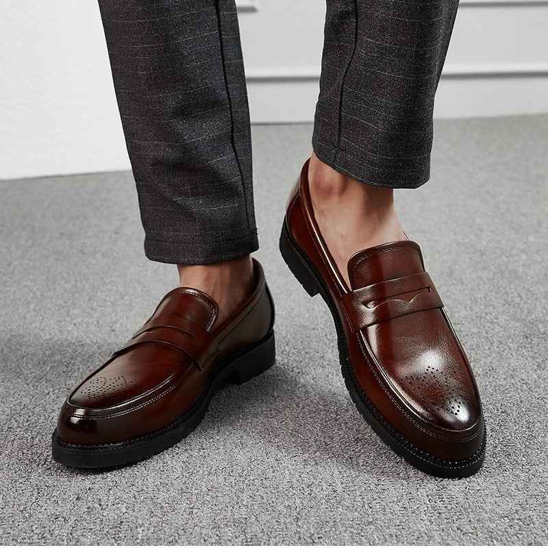 British business men's formal leather shoes - Luxovo.cc