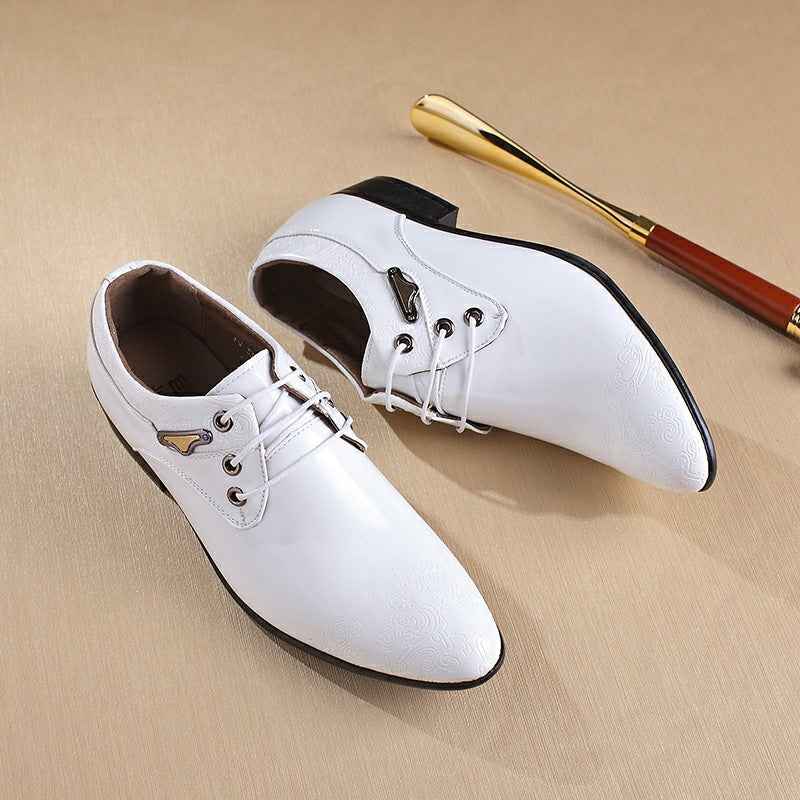 Formal Mens Dress Shoes Genuine Leather Black Luxury Wedding Shoes Men Flats Office Oxfords - Luxovo.cc