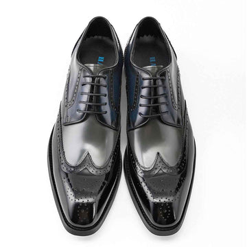 Business Formal Wear Leather Shoes Men British Square Toe Men's Shoes Cowhide Color Matching - Luxovo.cc