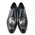 Business Formal Wear Leather Shoes Men British Square Toe Men's Shoes Cowhide Color Matching - Luxovo.cc