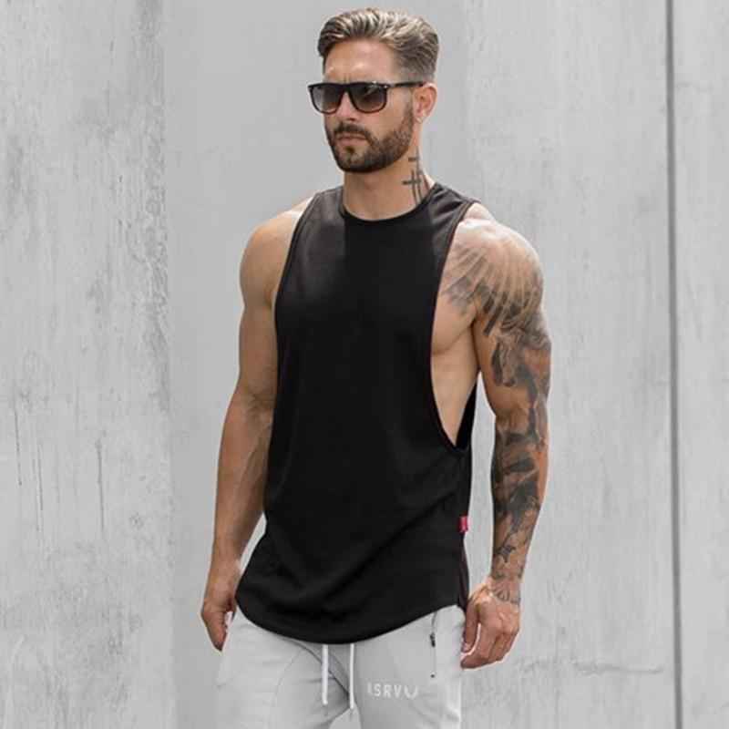 Men Long Tank Muscle Workout T-Shirt  Bodybuilding Gym Athletic Training Sports Tops - Luxovo.cc