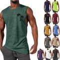 Coconut Tree Embroidery Vest Summer Beach Tank Tops Workout Muscle Men Sports Fitness T-shirt - Luxovo.cc