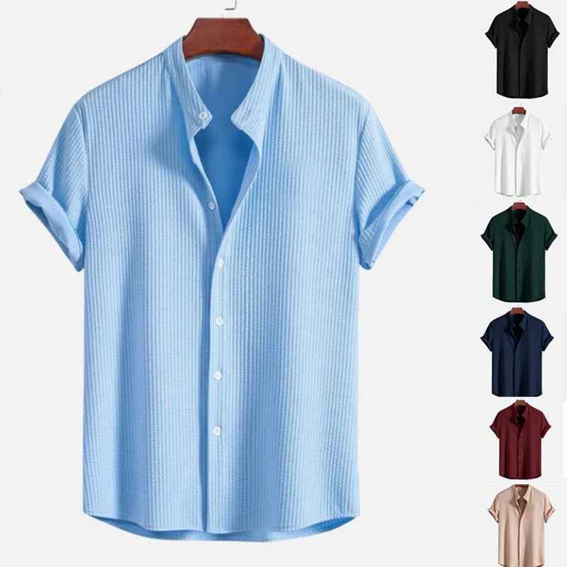 Short Sleeve Loose Shirt Top Summer Mens Clothing - Luxovo.cc