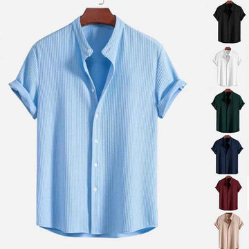 Short Sleeve Loose Shirt Top Summer Mens Clothing - Luxovo.cc