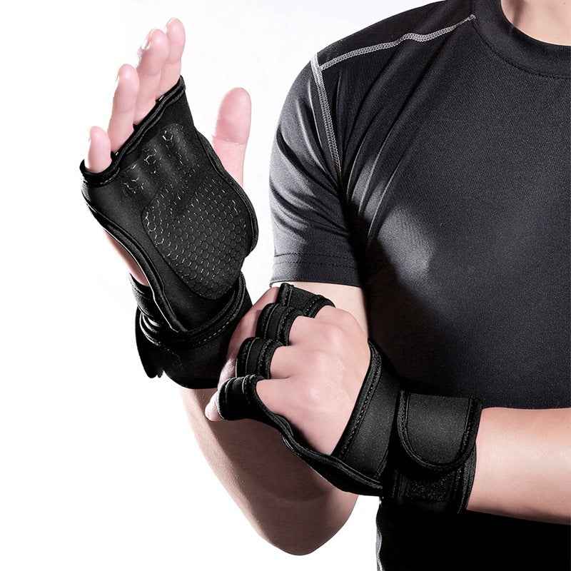 Fitness weightlifting anti-skid riding hard pull half finger gloves - Luxovo.cc