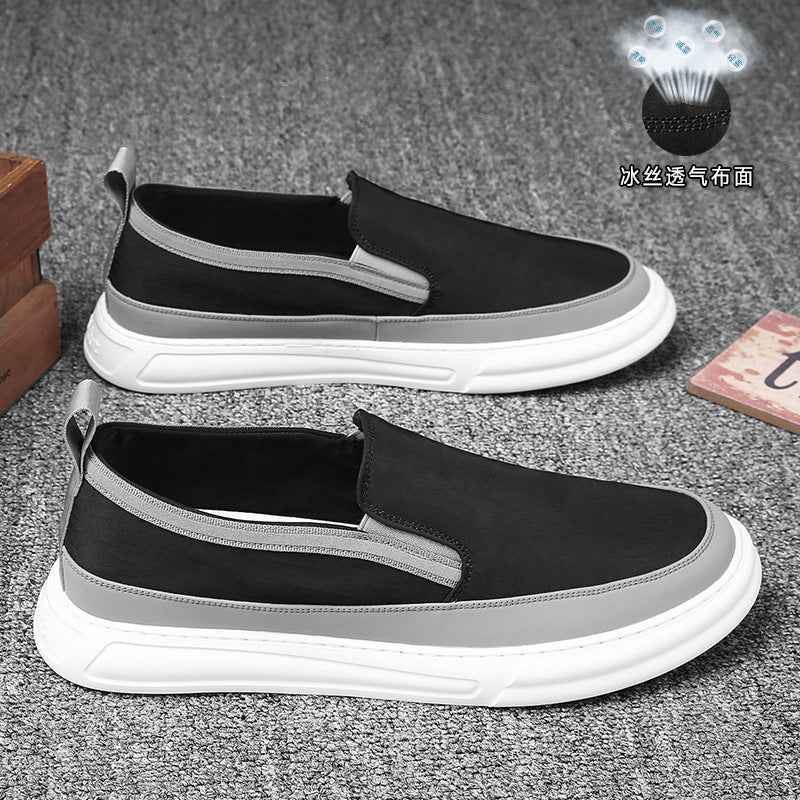 Men Sneakers Casual Breathable Light Loafers Men Black Gray Sweat Absorbent Flat Shoes Men Slip-On Anti-odor Shoes - Luxovo.cc