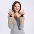 Warm Twisted Skull Knit Short Gloves With Wool - Luxovo.cc