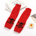 Warm Twisted Skull Knit Short Gloves With Wool - Luxovo.cc