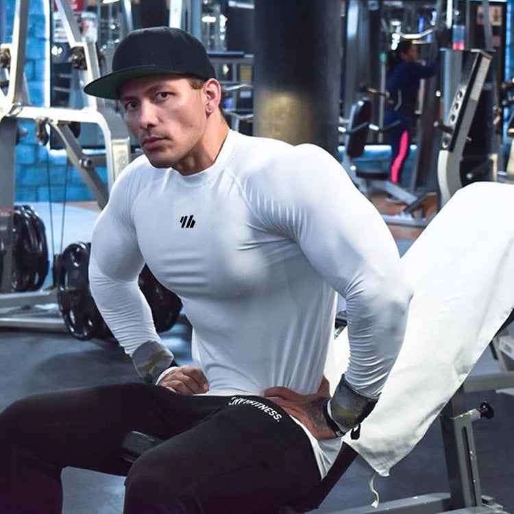 Fitness Long Sleeved Quick Drying Clothes Men's Sports T Shirts Running Training Clothes - Luxovo.cc
