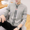 Spring and Autumn New mens printed long-sleeved T-shirt teen round neck bottom top fashion casual mens clothing - Luxovo.cc