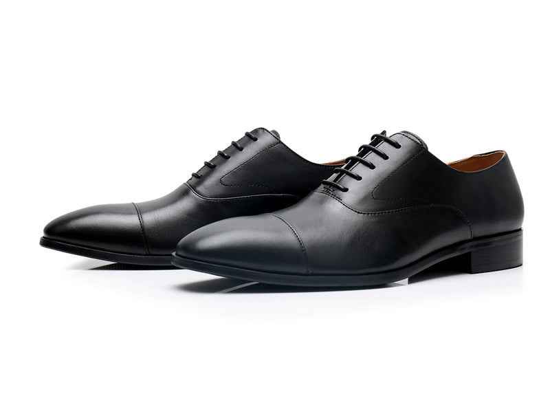 British Leather Shoes For Men With Formal Lace-Up And Low Tops - Luxovo.cc
