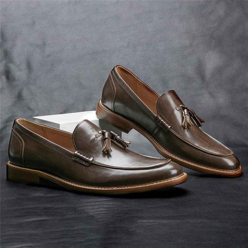 Men Casual Shoes Leather Loafers Business Dress Formal Shoes - Luxovo.cc
