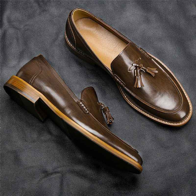 Men Casual Shoes Leather Loafers Business Dress Formal Shoes - Luxovo.cc