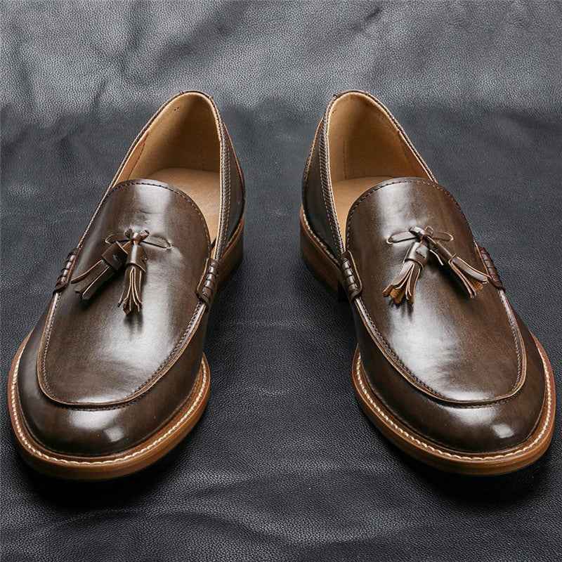 Men Casual Shoes Leather Loafers Business Dress Formal Shoes - Luxovo.cc