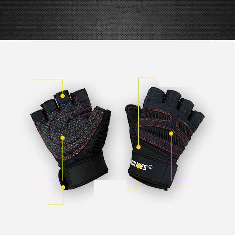 Fitness Gloves Men And Women Exercise Equipment Dumbbell Exercise Weightlifting Half-Finger Gloves Training Gym Breathable Non-Slip - Luxovo.cc