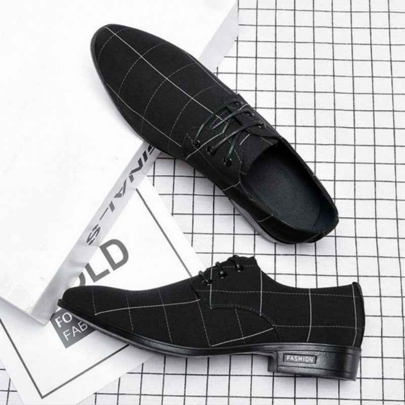 Mens Shoes Men Dress Shoes Leather Breathable Leisure Business Canvas Formal Shoes - Luxovo.cc