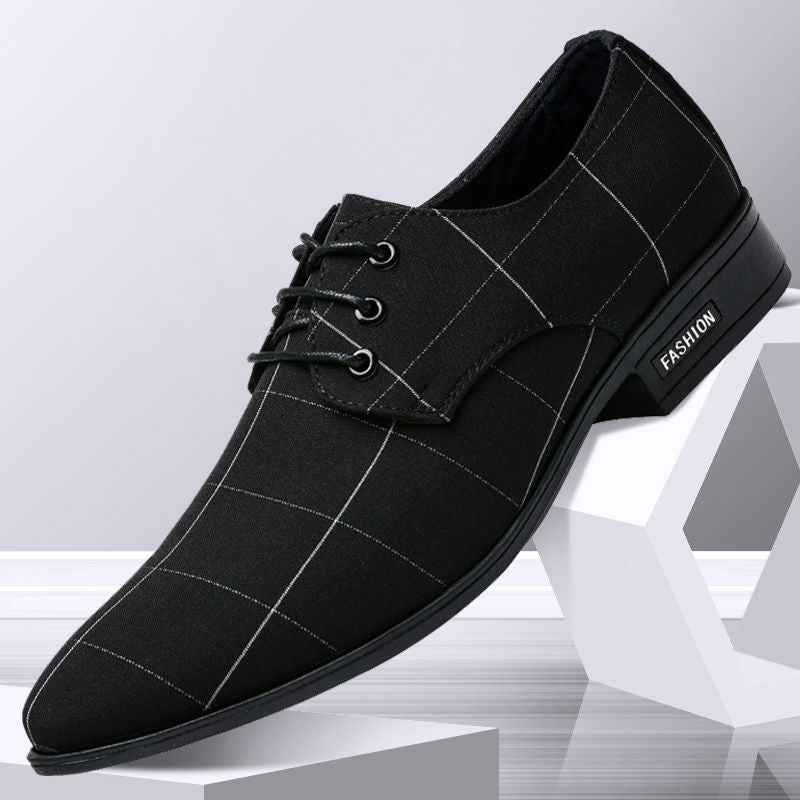 Mens Shoes Men Dress Shoes Leather Breathable Leisure Business Canvas Formal Shoes - Luxovo.cc