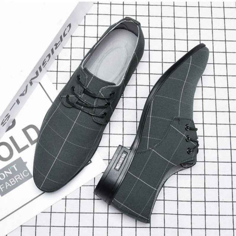 Mens Shoes Men Dress Shoes Leather Breathable Leisure Business Canvas Formal Shoes - Luxovo.cc