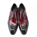 Business Formal Wear Leather Shoes Men British Square Toe Men's Shoes Cowhide Color Matching - Luxovo.cc