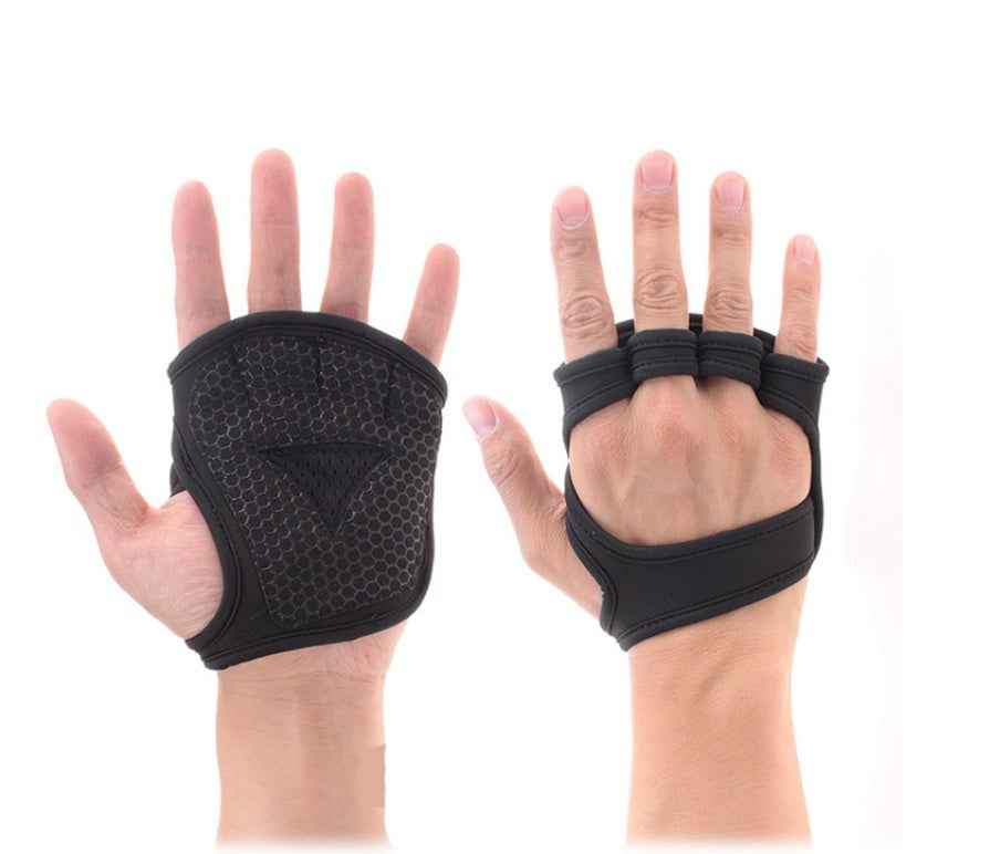 Black Breathable Weightlifting Sports Gym Half Finger Protector Gloves - Luxovo.cc
