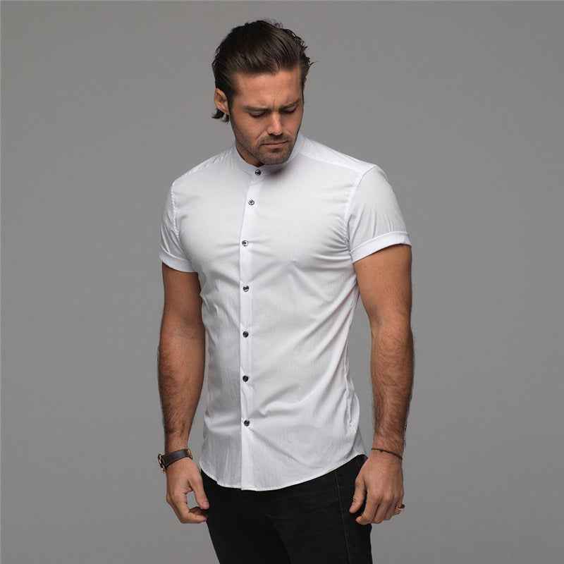 New Summer Shirt  Fitness Clothing Cotton Tops Short Sleeve Sports Shirts Brand Mens Short Cool Casual Fashion Breathable Shirt - Luxovo.cc
