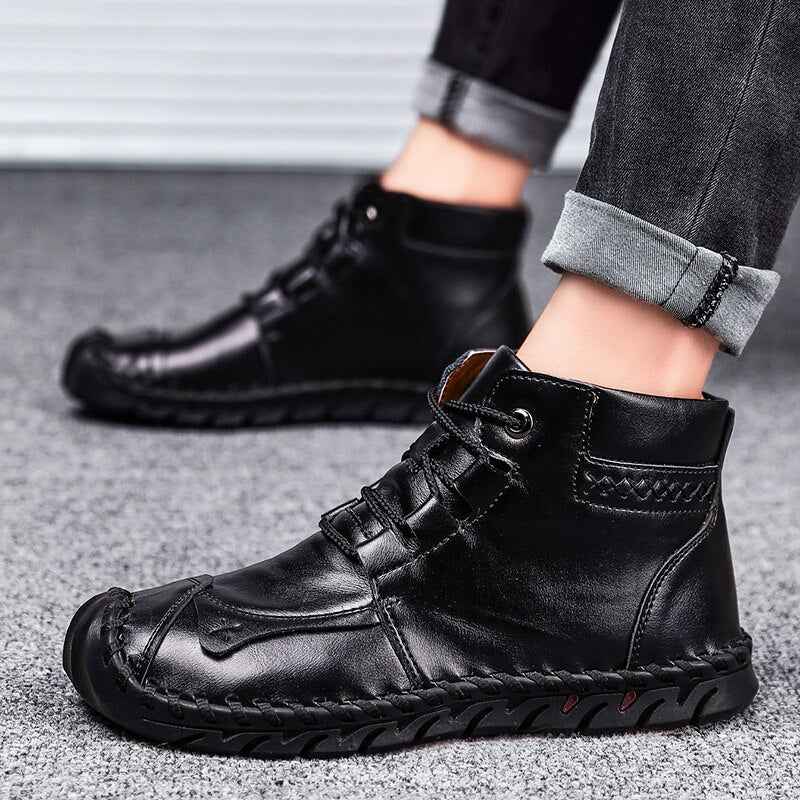 Leather shoes leather men casual shoes - Luxovo.cc