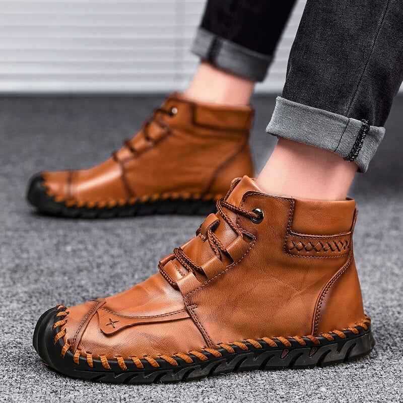 Leather shoes leather men casual shoes - Luxovo.cc