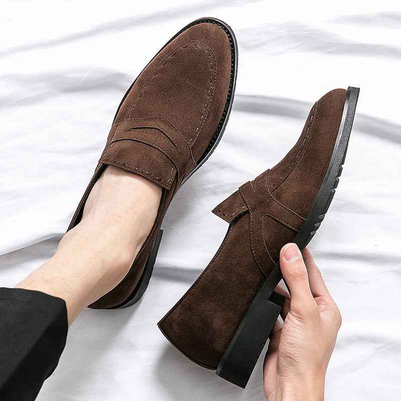 Pointed Casual Shoes British Suede Men - Luxovo.cc