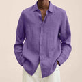 Long Sleeve Lapel Shirt Men's Loose Button Cardigan Sshirt Top Mens Clothing - Luxovo.cc