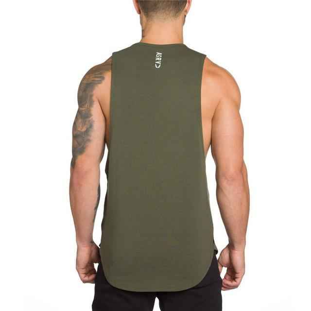 Men Long Tank Muscle Workout T-Shirt  Bodybuilding Gym Athletic Training Sports Tops - Luxovo.cc
