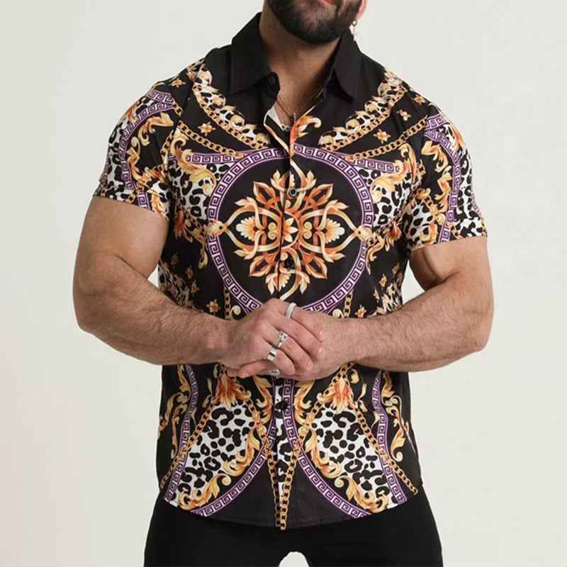 Digital Printed Lapel Shirt For Men - Luxovo.cc