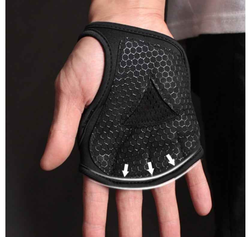 Black Breathable Weightlifting Sports Gym Half Finger Protector Gloves - Luxovo.cc