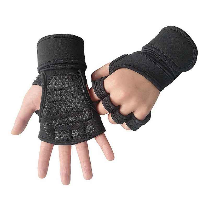 Fitness weightlifting anti-skid riding hard pull half finger gloves - Luxovo.cc