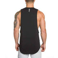 Men Long Tank Muscle Workout T-Shirt  Bodybuilding Gym Athletic Training Sports Tops - Luxovo.cc
