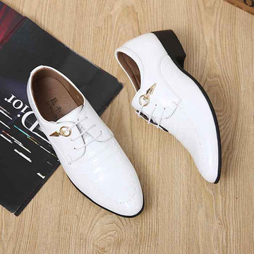 Formal Mens Dress Shoes Genuine Leather Black Luxury Wedding Shoes Men Flats Office Oxfords - Luxovo.cc