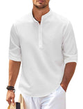Men's Casual Shirt  Long Sleeve Stand Collar Solid Color Shirt Mens Clothing - Luxovo.cc