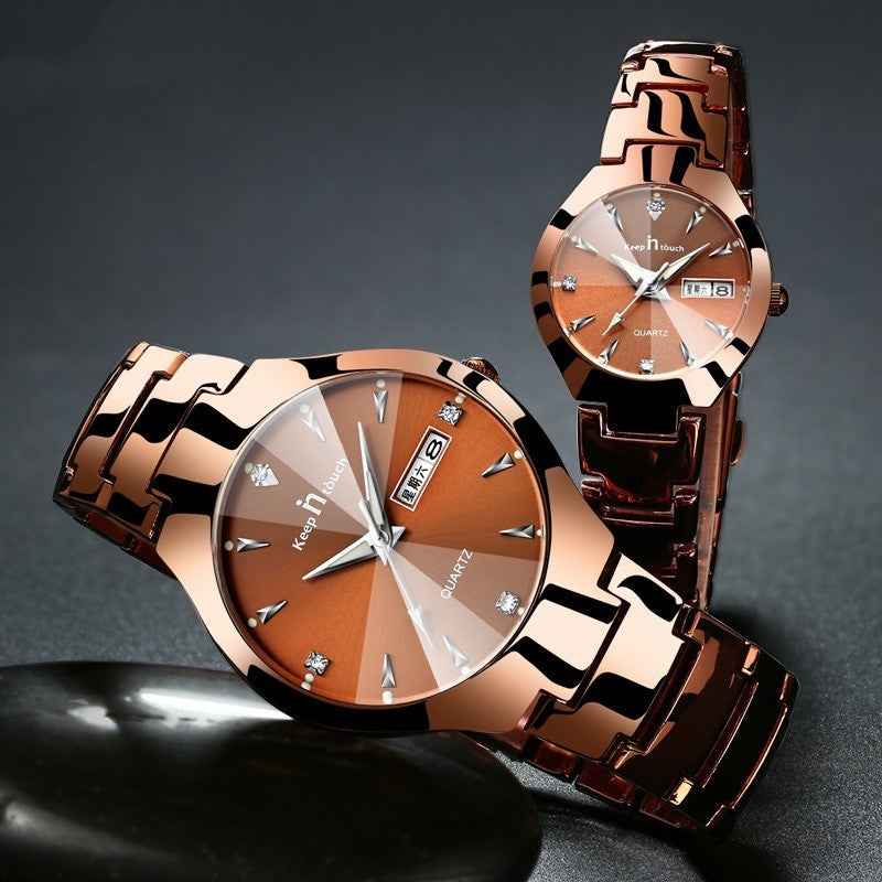 Luminous watch couple watch calendar quartz watch - Luxovo.cc