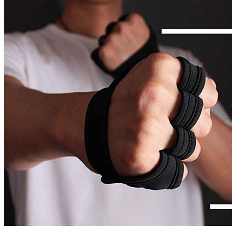 Black Breathable Weightlifting Sports Gym Half Finger Protector Gloves - Luxovo.cc