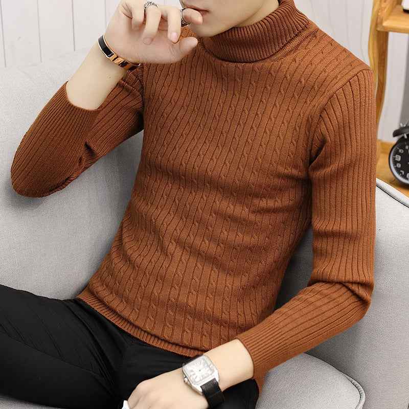 Slim-fit Sweater Men High Neck Bottoming T-shirt Sweater Men - Luxovo.cc
