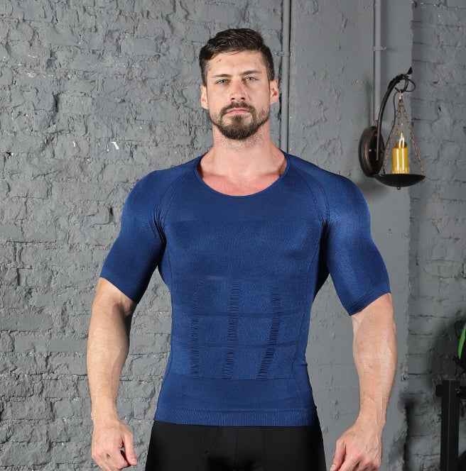 Male Chest Compression T-shirt Fitness Hero Belly Buster Slimming - Luxovo.cc