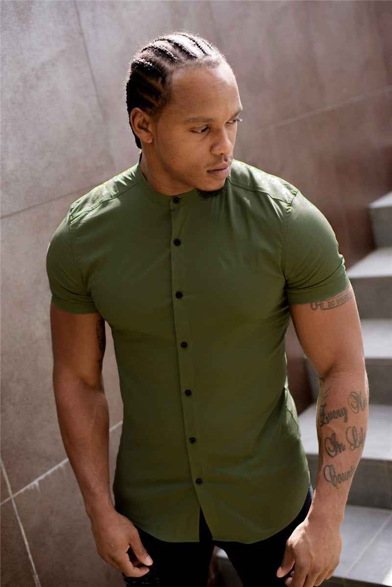 New Summer Shirt  Fitness Clothing Cotton Tops Short Sleeve Sports Shirts Brand Mens Short Cool Casual Fashion Breathable Shirt - Luxovo.cc