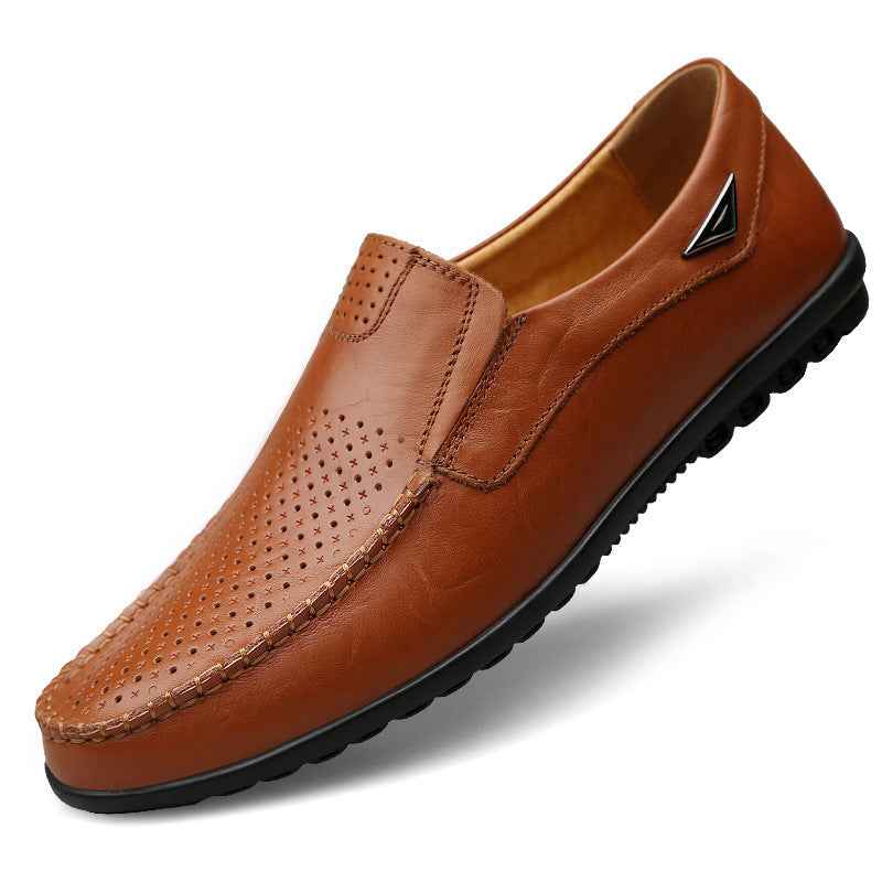 Fall New Style Peas Shoes Men Casual Leather Shoes - Luxovo.cc