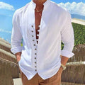 Retro Button Design Long-sleeved Shirt Men's Casual Loose Top Mens Clothing - Luxovo.cc